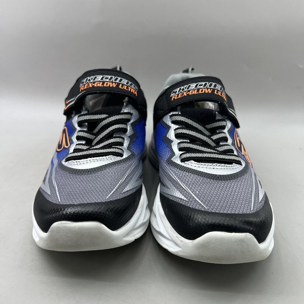Skechers S-Lights Flex-Glow Ultra Shoes Youth Size 1 Black Gray LED Sneakers - Picture 2 of 9